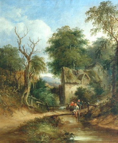 Kinder angeln von einer Brücke von English School